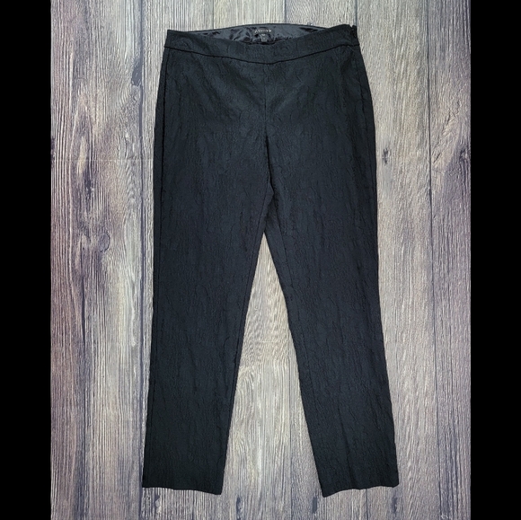 Eileen Fisher Black Textured Seersucker Skinny Dress Pants